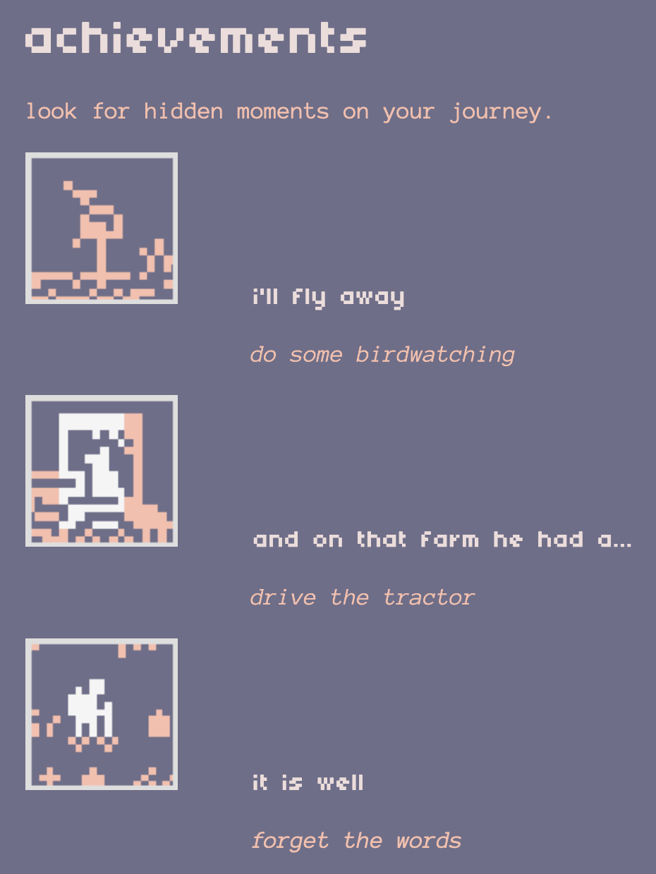 image of achievements list from game page