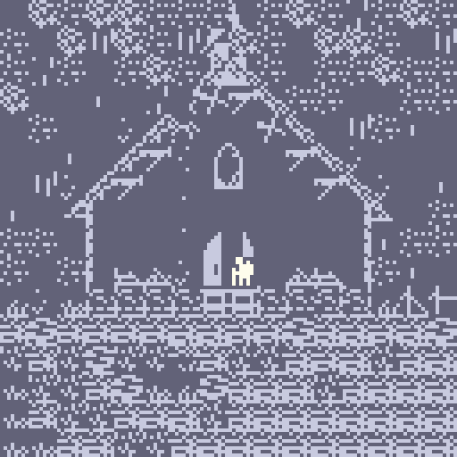 human walks left and right in abandoned church