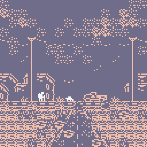 human and dog enter abandoned town