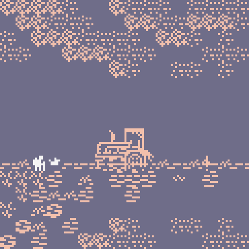 human and dog in flooded field with tractor