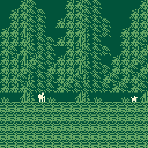 human and dog in green pine forest